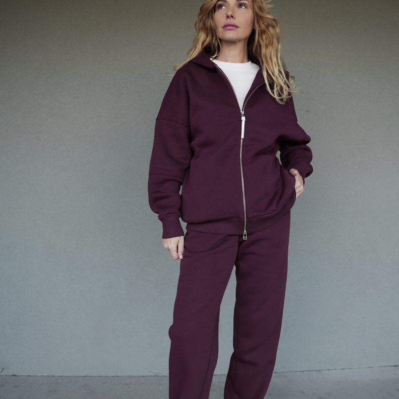 Костюм з худі на флісі Burgundy