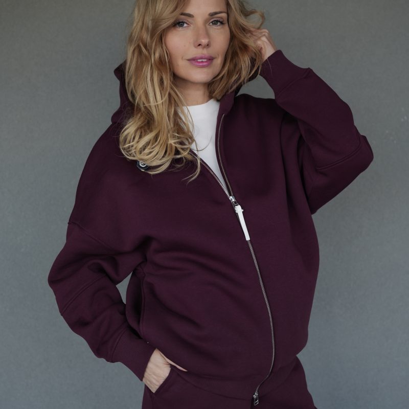 Костюм з худі на флісі Burgundy